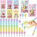 Ceiba tree Valentines Day Cat Dog Puppy Cards Paw Shape Stacking Stackable Pencils Gifts Exchange for Kids Classroom School Class Classmates 24 Sets Kindergarten Preschool, 2Pack