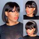 Bob Wig With Bangs Human Hair 180% Density Glueless Short Bob Wigs For Women