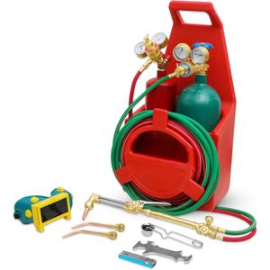 MIU-1516 Oxygen Acetylene Torch Kit W/Gas Tank (Metal ABS), Portable brazing torch kit with Gauge Oxygen Acetylene Welding Cutting Torch Kit