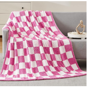 WRENSONGE Checkered Throw Blanket Toast Almond Soft Cozy Fluffy Warm Hand Made Weave Throw Blankets for Couch, Sofa, Chair, Bed, Camping, Picnic, Travel Lightweight Bed Blanket - 60"*80"