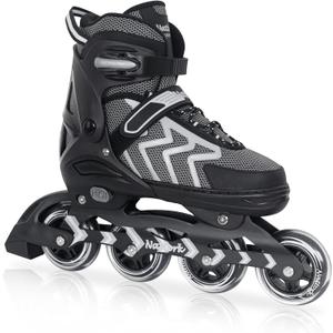 Nattork Adjustable Inline Skates for Adults and Teens, Outdoor & Indoor Blades Roller Skates for Boys, Beginners (XX-Large - Adult (10.5W-14W/9.5M-13M), Black)