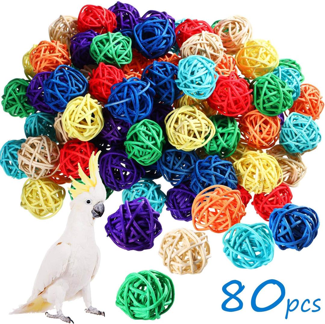 Sumind 80 Pieces Parrot Toy Wooden Blocks Bird Chewing Toys Mini Wood Chips Small Parrot Cage Accessories for DIY Playing Chewing Shredding Mixed Large Bird Toys, Random Color
