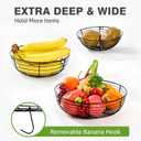 HULISEN 3 Tier Hanging Fruit Basket with Banana Hook, 36-Inch Heavy-Duty Wire Hanging Baskets for Kitchen Storage, Vegetable Produce Organizer (Including Installation Bracket)