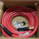 3/8" 4800PSI Pressure Washer Hose 50FT with 360 Swivel Quick Connect, Flexible & Kink Resistant Steel Wire Braided & Durable for Hot/Cold Water, High Power Washer Hose With M22 14mm Adapter (Red)