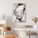 GeekMacro Abstract Face Textured Painting Hand Painted Colorful Wall Art for Living Room Large Framed Modern Canvas Artwork 45x30 Vertical Wall Decor