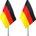 2 x WXTWK 2 Pack Germany Flag German Desk Flag Small Mini German Table Flags With Stand Base,Home Office Festival Events Celebration Decorations