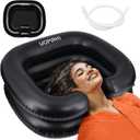 Portable Inflatable Hair Washing Basin for Bedridden - Wash Hair in Bed with Inflatable Shampoo Bowl. Hair Washing Basin for Elderly, Disabled, Injured, Ideal Inflatable Sink for Locs Detox (Black)
