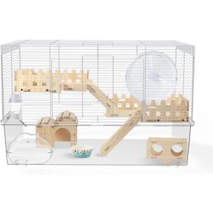 BUCATSTATE Hamster Cage Large Includes Accessories, Free Water Bottle, Exercise Wheel, Food Dish & Hamster Hideout Rat Cage and Habitats for Gerbil, Mice, Syrian Dwarf Hamster (24.4" L * 13.8" W)