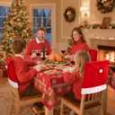 Smiry Christmas Chair Covers Set of 6, Red Santa Hat Chair Back Covers Dining Room, Washable Removable Slipcovers for Christmas Party Holiday Decoration