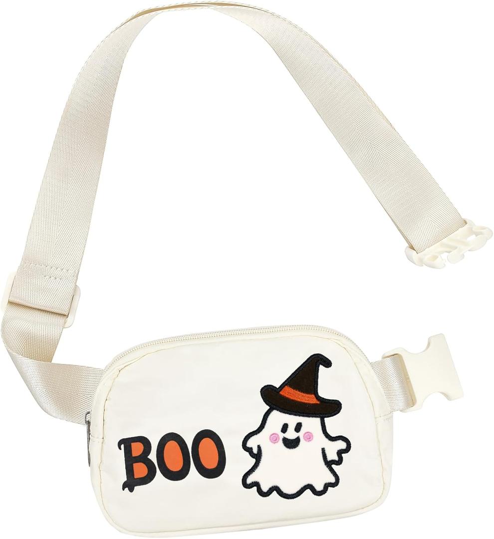 Lamyba Halloween Purse Boo Basket Stuffers for Women Girls, Halloween Gifts for Women - Cute Halloween Fanny Pack, Fall Spooky Accessories Ideas, Halloween Crossbody Belt Bag Adjustable Strap