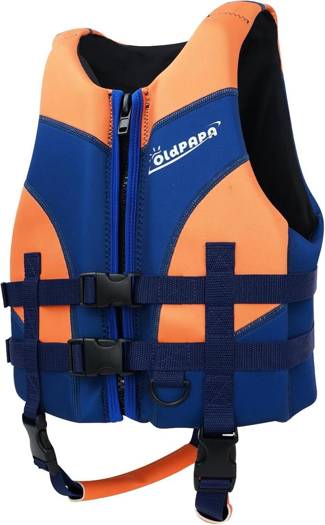 OldPAPA Kids Swim Vest, Float Swim Jacket for Toddlers, Beginner Swim Trainer Vest with Adjustable Safety Strap, Water Sports Buoyancy, Toddler Floaties, Fits Boys & Girls 30-50 lbs/2-9 yrs (Blue+Pink) M