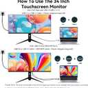 34 Inch 4K Touch Monitor, 100Hz WQHD 3440x1440 Desktop Monitor 10-Point Touchscreen, HDMI & DP & Type-C, HDR 400, Height-Adjustable & Rotatable Stand VESA Mountable External Touch Screen for PC