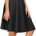 Urban CoCo Women's Basic Midi Skirt Versatile Stretchy Flared Casual High Waisted Skirt (Black)