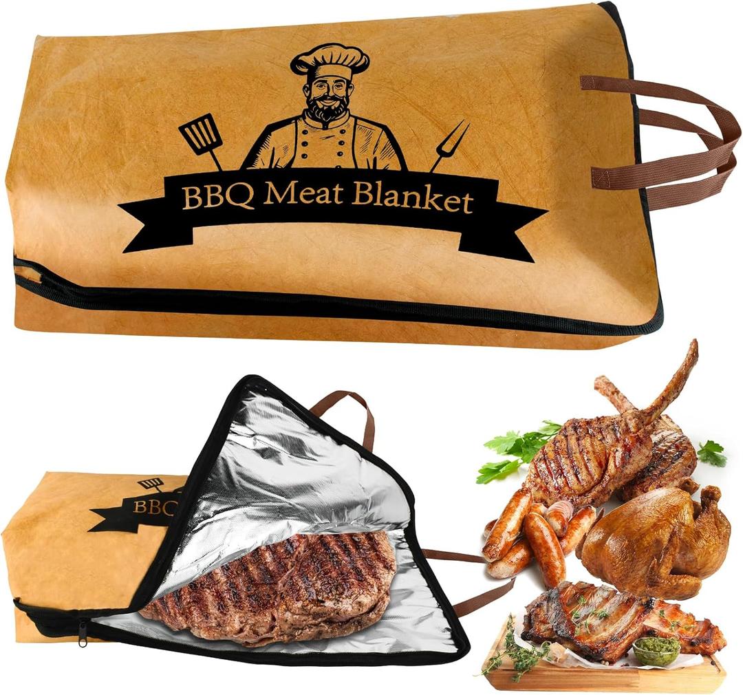 VEEVIIY Upgrade BBQ Blanket for Resting Meat 21 Inch Large Bag, Reusable Insulated Resting, Foldable Insulated Brisket Resting Blanket, Wide Mouth Design Barbecue Blanket Fit Large Meat