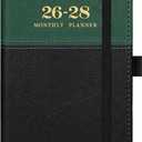 2026-2028 Pocket Calendar/Planner - 3 Year Monthly Pocket Calendar 2026-2028, from January 2026 to December 2028, 6.4" x 3.8", with Elastic Closure, Water Proof Leather - Green