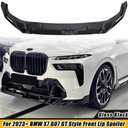 Front Bumper Lip Fits for BMW X7 G07 LCI M Sport 2023-2026 Only, 3Pcs Front Bumper Lip Body Kit Spoiler,ABS Plastic,Gloss Black