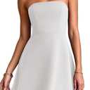 PRETTYGARDEN Women's Strapless Mini Summer Dress 2026 Spring A Line Tube Top Wedding Guest Cocktail Party Short Dresses (White, L)