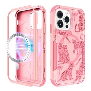 LISEVO for iPhone 15 Pro Case Compatible with MagSafe, Leopard