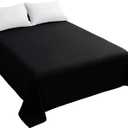 Sfoothome Queen Flat Sheet Black Top Sheet, Premium Hotel 1-Piece, Luxury and Soft 1500 Thread Count Quality Bedding Flat Sheet, Wrinkle-Free, Stain-Resistant