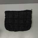 Huhumy 3 Pcs Puffy Makeup Bag Quilted Cosmetic Pouch for Women Cute Checkered Travel Toiletry Bag Puffer Makeup Organizer Purse Pouch Preppy Pencil Case with Zipper(Black)