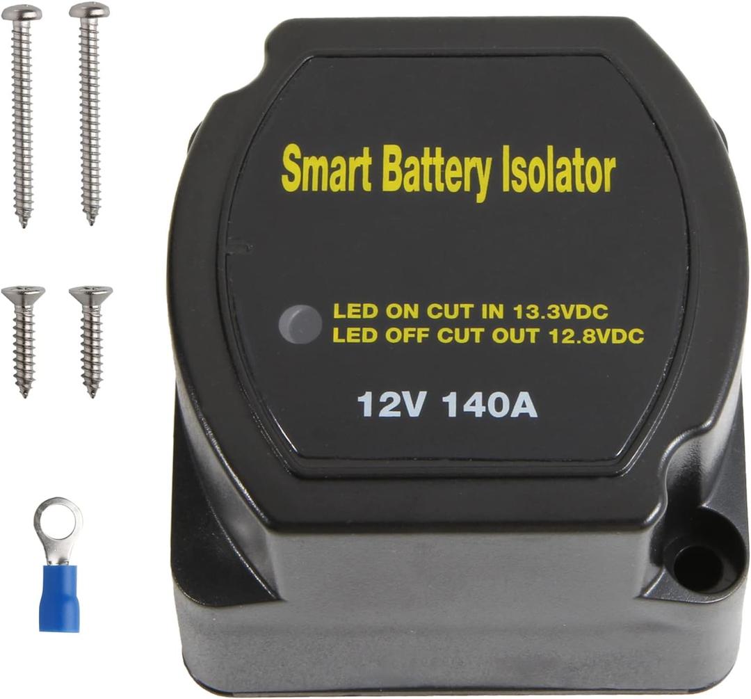 12V 140Amp Dual Battery Isolator Battery Voltage Sensitive Relay VSR Smart Battery Isolator for ATV UTV Boat RV Trunk (Single)