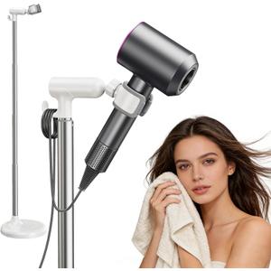 Floor Standing Hair Dryer Stand Holder, 360 Degree Rotating, 17 in - 51 in Height Adjustable Blow Dryer Stand Hands Free Works for Frozen Shoulder, Arthritis, & Wrist Pain Relief-Stand Type