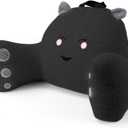 Reading Pillow for Sitting in Bed Couch Teens/Adult, Back Rest Pillow for Sitting Up in Bed with Shredded Memory Foam, Includes Arms and Washable Cover (Black) (Teddy Velvet)