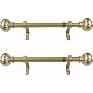 Decopolitan 1" Twist Knob Curtain Rod Pair, 12 to 20 Inches, Light Gold
