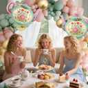 102 Pcs Tea Party Balloons, 35" Huge Teapot Aluminum Foil Balloons Pink Green Gold Confetti Latex Balloon for Girls Birthday Let's Par Tea Baby Shower Bridal Shower Garden Party Decorations Supplies