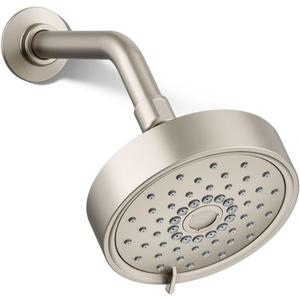 KOHLER 22170-BN Purist Three-Function SHOWERHEAD, 3 Distinct Sprays with Easy-to-clean Surface & Accessible Thumb Tab, Vibrant Brushed Nickel, 2.5 GPM