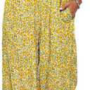 LUXVEER Jumpsuits for Women 2026 Summer Rompers Boho Floral Overalls Casual Wide Leg Long Pant One Piece Vacation Outfits (XL)