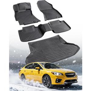 All Weather Guard Floor Mats & Cargo Liner for Subaru Legacy 2015 2016 2017 2018 2019, Non-Slip Waterproof Full Set TPE Front Rear Trunk Mats Custom Fit for Automotive Car Interior Accessories, Black