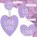 Youyole 30 Pieces Valentine's Conversation Heart Ornaments Wooden Candy Heart Shaped Hanging Wood Embellishment Hanging Ornament Kiss Me Hug Me Love Be Mine Forever for Valentine Decor Party Supplies