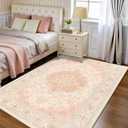 CAPALOCA Machine Washable Rugs Nursery Rug 4x6 Cute Girl Non Slip Low Pile Water Repellent Soft Print Pattern for Bedroom Indoor Decor Kids Playroom Pink Green