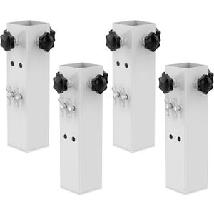 4 Pcs White Table Leg Extenders for Folding Tables, Adjustable Folding Table Leg Extensions,Metal Square Folding Table Leg Risers,Raise Table Height 3.5"/5.5"(Inner Diameter 1.86")