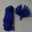 Cobweb Duster with Extension Pole, Washable Cleaning Duster Kit with 2 Duster Heads, Cobweb Duster, Corner Brush, Aluminum Telescoping Pole for Ceiling Fan (Blue)