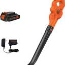 BLACK+DECKER Cordless Leaf Blower with Battery and Charger 20V MAX, Electric Leaf Blower 130 mph Air Speed, Lightweight Design (LSW221)