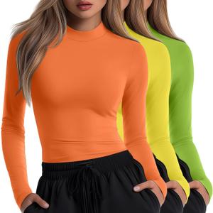 Neer 3 Pack Women's Underscrubs Long Sleeve Shirts Mock Turtleneck Slim Fit Scrub Top Basic Tee Undershirt for Nurse (Green, S)