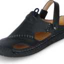 Men's Casual Leather Sandals Closed Toe Summer Breathable Slippers Beach Hiking Walking Shoes