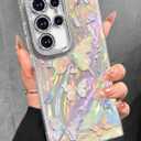 Toycamp Samsung Galaxy S24 Ultra Case - Cute Glitter Laser Butterfly S24 Ultra Phone Case with Bling Camera Lens Protector