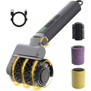 2026 New Electric Grill Brush with 3 Replacement Head,3-Speed Power Control,Cordless Rechargeable Grill Cleaning Brush with Adjustable Angle,Cleaning Tool for Outdoor BBQ,No Bristle Shedding-Gray