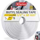 XFasten Butyl Tape White, 1/2 in x 30 ft x 1/8 in  Easy-to-Work-with Automotive Butyl Sealant Tape, Mess-Free Rubber Caulk for RV, EPDM Putty for Window, Headlight, Roof, Windshield, and Car Doors