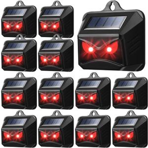 Kittmip Solar Control Light Nocturnal Animal Repeller Outdoor Deterrent Devices Light Sensor Animal Repellent for Skunk Deer Coyote Fox Raccoon Cat Garden Yard Farm Chicken Coop (12, Black)