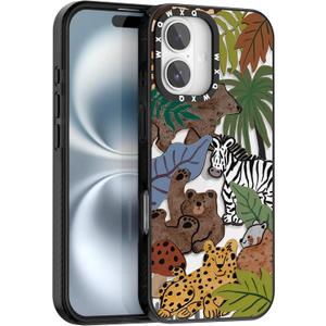 for iPhone 16 Case TPU+PC Premium Painted Anti-Drop Phone Case Superior Shock Absorption Military-Grade Drop Protection Graffiti of Cartoon Animal Phone Case