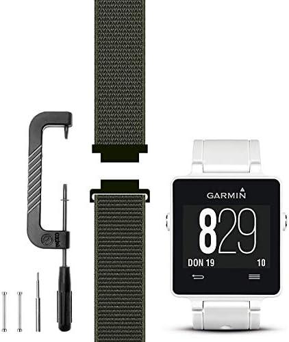 Compatible with Garmin vivoactive Band Replacement (Pins and Pin Removal Tool) Sport Mesh Strap for Outdoor Accessories vivoactive (1st Generation) Nylon Weave Watchband - 22#, L/6.4-9.4 in.