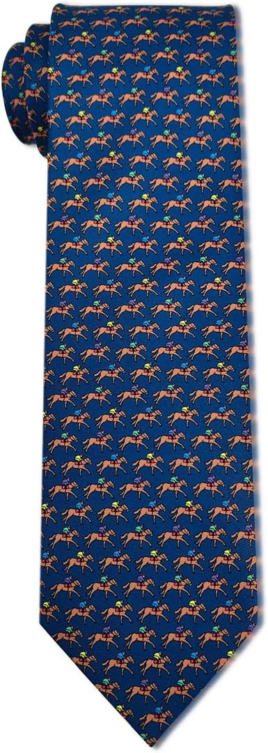 Horse Racing Ties Mens kentucky derby tie Horse Necktie Animal Men's Tie 3.27 inch (8.3CM) Horse Tie For Men (Blue)