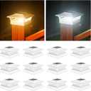 VOLISUN Solar Post Cap Lights: 12 - Pack Outdoor Deck Post Cap Lights White for Dock Fence Waterproof 2 Color Modes,4x4/6x6 Wooden/Vinyl Posts
