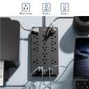 JouleLoom Surge Protector Power Strip-14 Outlets and 6 USB Ports, 6 Feet Flat Plug Extension Cord, 1850 Joules, Black, ETL Listed for Home, Office, Dorm Room