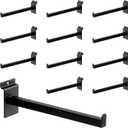 10 Inch Square Tubing Slatwall Shelf Bracket , Heavy Duty Slat Wall Floating Shelf Bracket with Lip, Slatwall Accessories for Retail Display, Garage (12Pcs, Black)