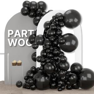 PartyWoo Black Balloons 155 pcs Different Sizes of 18 12 10 5 Inch Black Balloons Arch Kit Garland for Baby Shower Birthday Graduation Casino Gaming Anniversary Race Car Party Decorations Black-Y18
